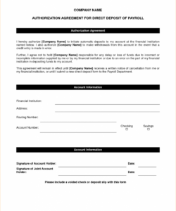 printable direct deposit form template blank free resume authorization direct deposit agreement form template pdf