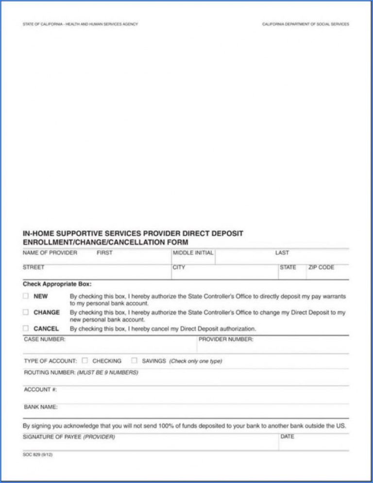 printable direct deposit form template word 1353 direct