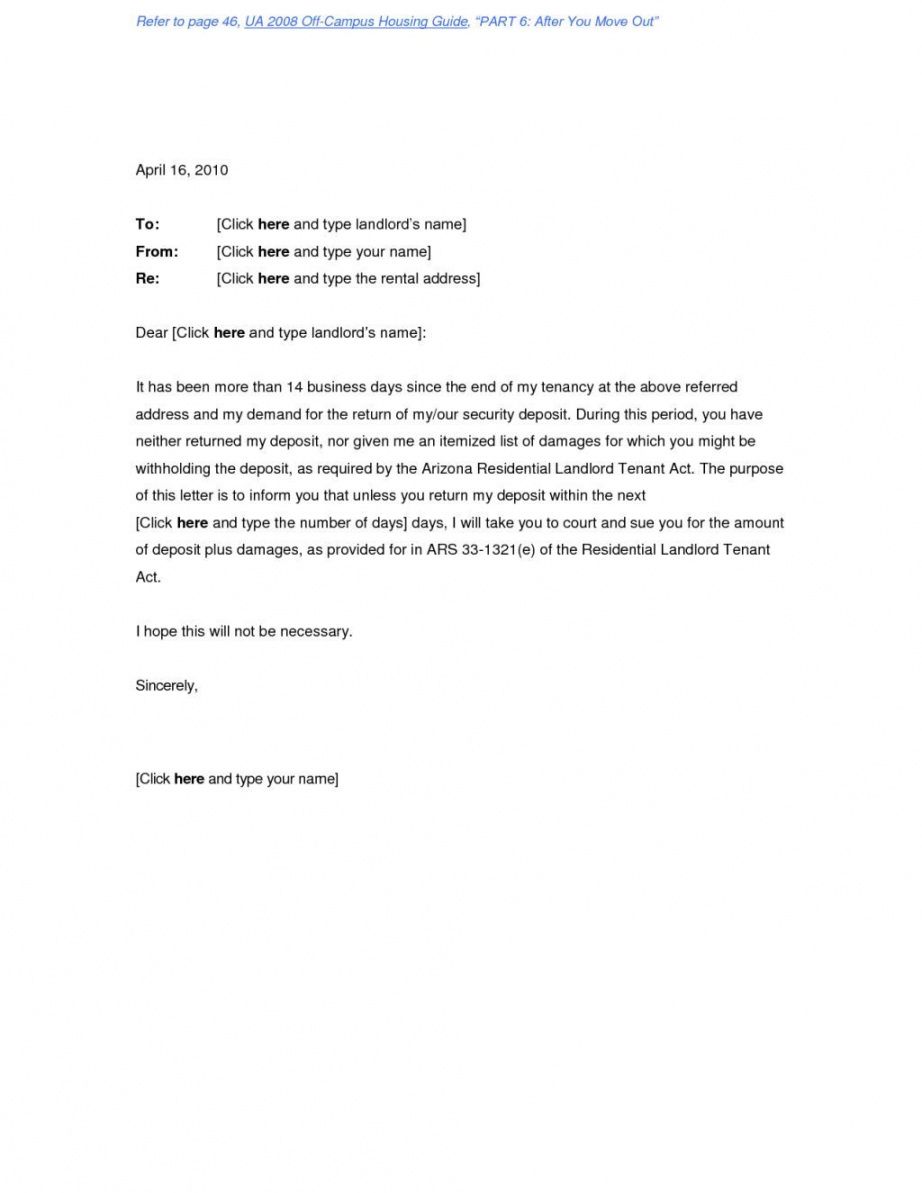 Printable Sample Letter Request For Refund Of Security Deposit From Security Deposit Refund 3774