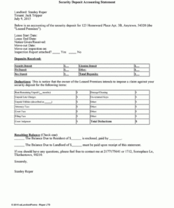 printable security deposit accounting statement  ezlandlordforms itemized security deposit deduction form
