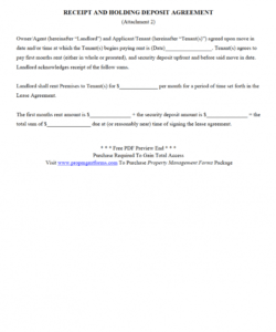 receipt and holding deposit agreement pdf  property holding deposit form template pdf