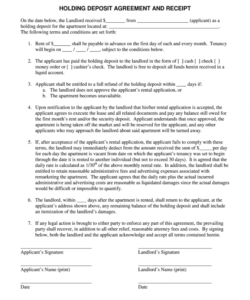 rental holding deposit template ca  fill online printable holding deposit agreement template word