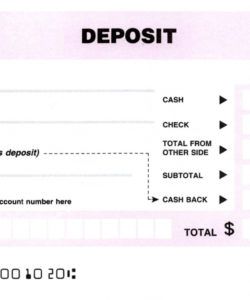 sample deposit slip templates format  microsoft project management deposit slip template for students example