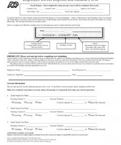 sample free adp direct deposit form  pdf template  form download direct deposit cancellation form template pdf