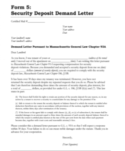 sample security deposit letter  fill online printable fillable request for return of security deposit form sample