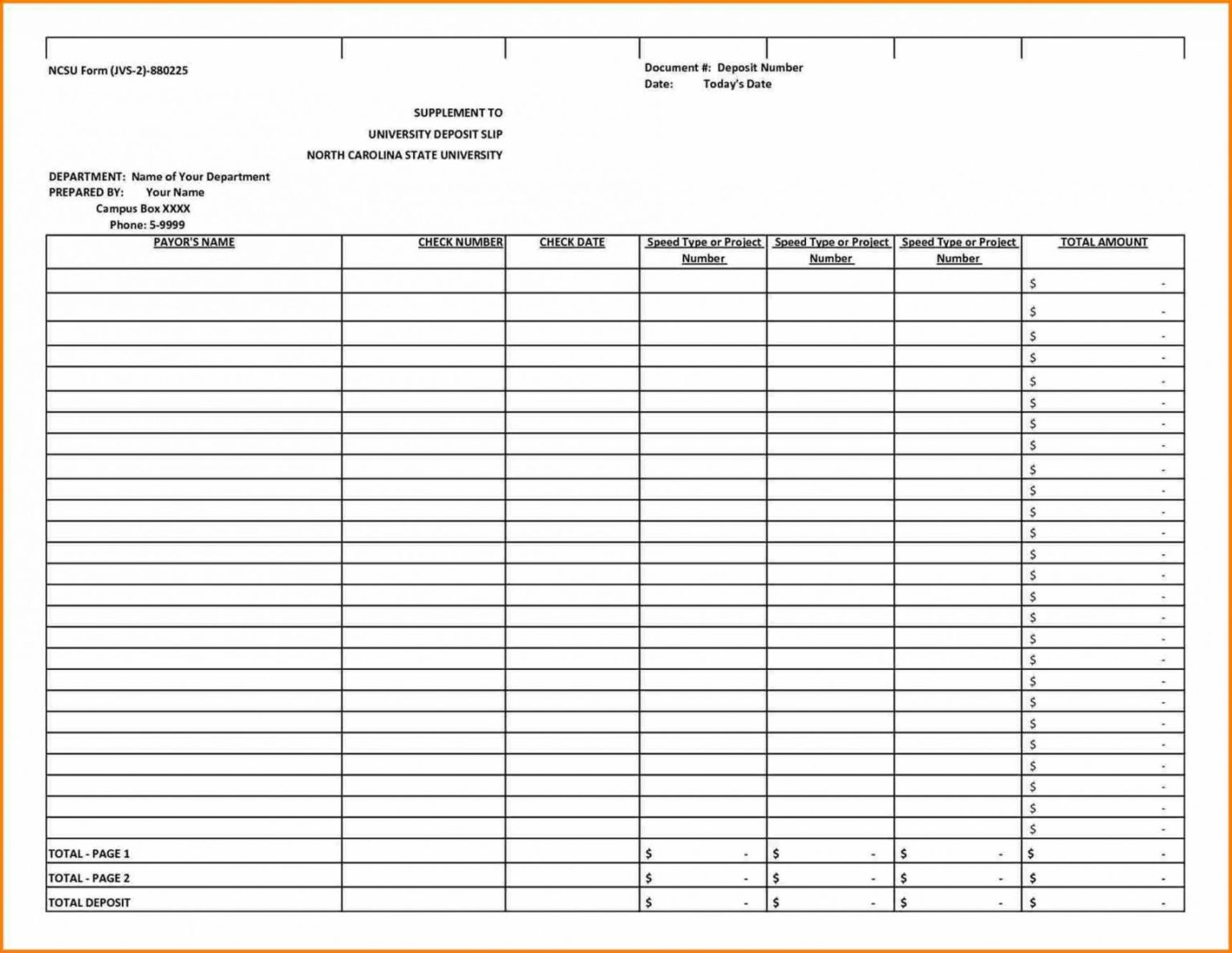 Free Template Ideas Deposit Slip Excel Free Blank With Image Bank