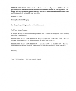 printable large deposit explanation letter letter of explanation for mortgage large deposit pdf