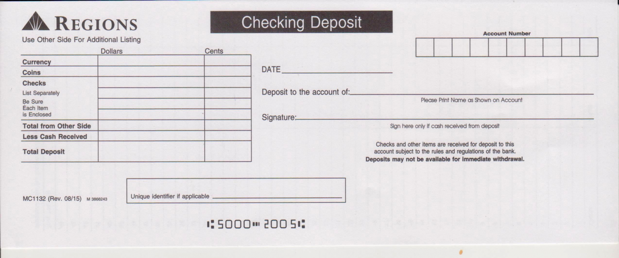 Printable Regions Bank Deposit Slip Free Printable Template Cash