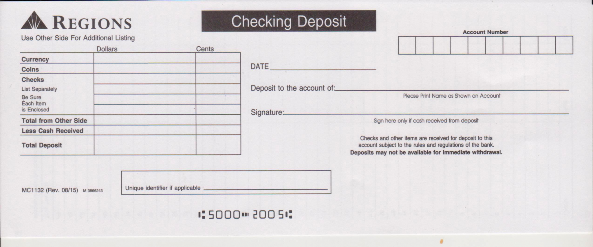 Printable Regions Bank Deposit Slip Free Printable Template Cash 