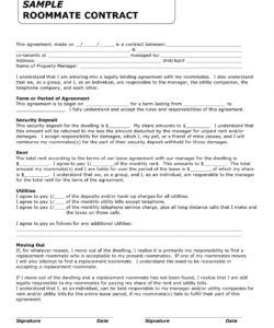 printable template for roommate rules  invitation templates security deposit agreement between roommates doc