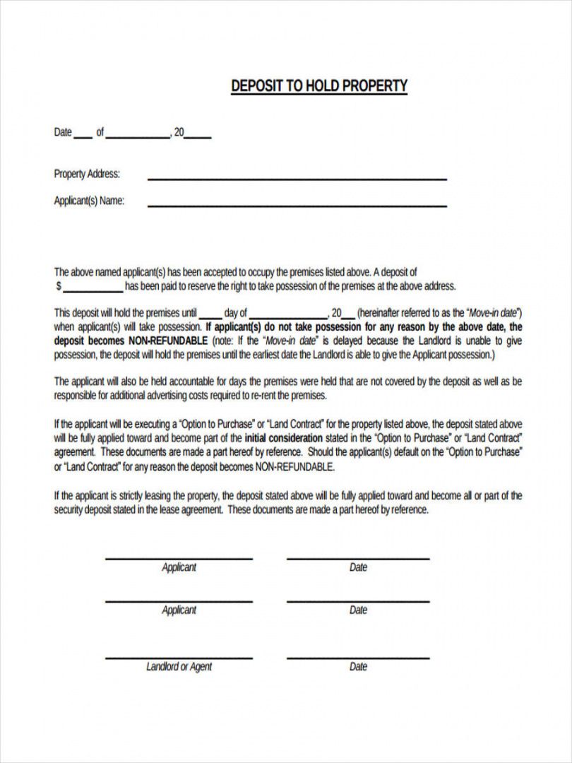 sample free 6 rental deposit forms in pdf security deposit agreement letter pdf