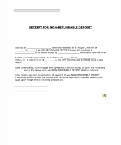sample printable non refundable down payment receipt with blank non refundable deposit form template pdf