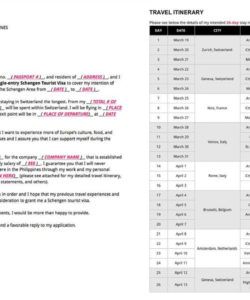 editable 64 format travel itinerary template for visa application travel itinerary template for visa application word