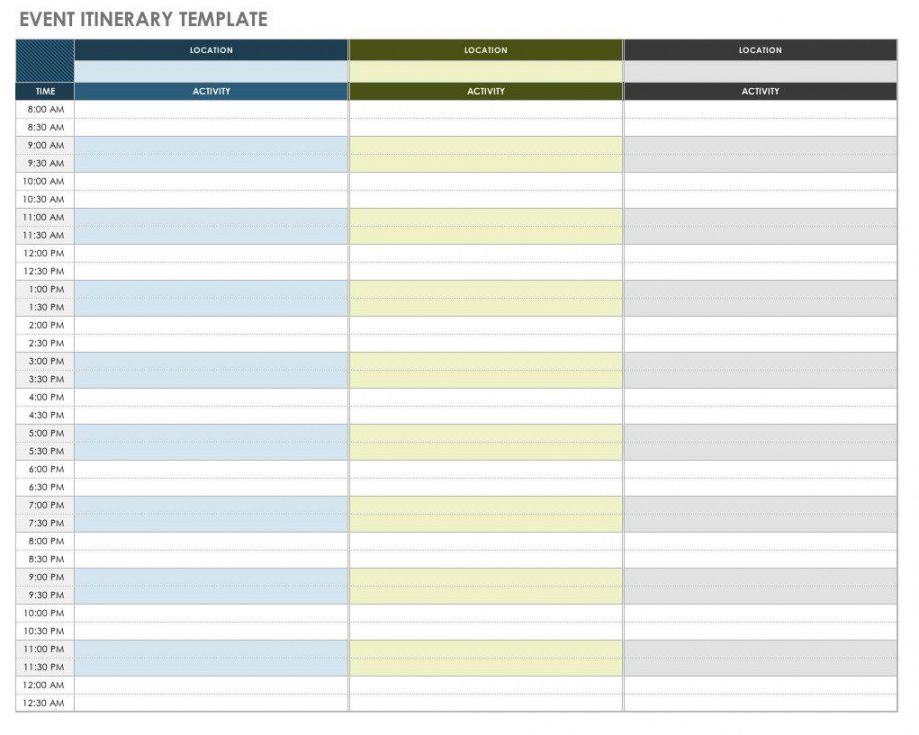 editable free itinerary templates  smartsheet day to day travel itinerary template sample