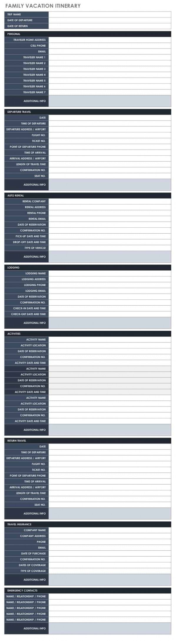 free free itinerary templates  smartsheet business trip travel itinerary template pdf