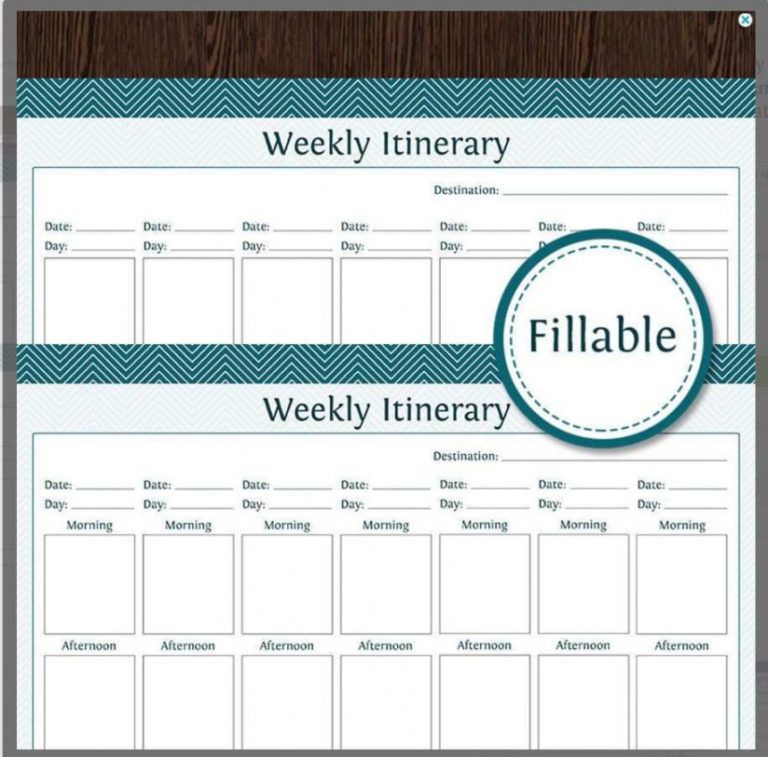 Printable 4 Day Travel Itinerary Template Cards Design Templates Day To ...