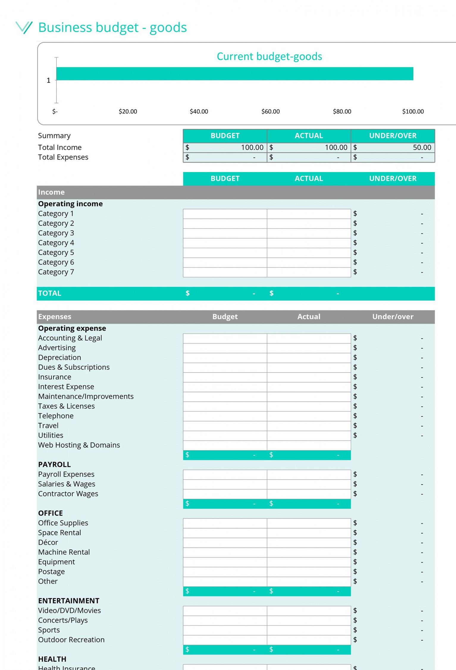 budget for business plan template