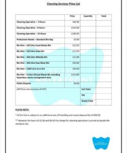 8 cleaning price list templates  free word pdf excel cleaning business budget template excel