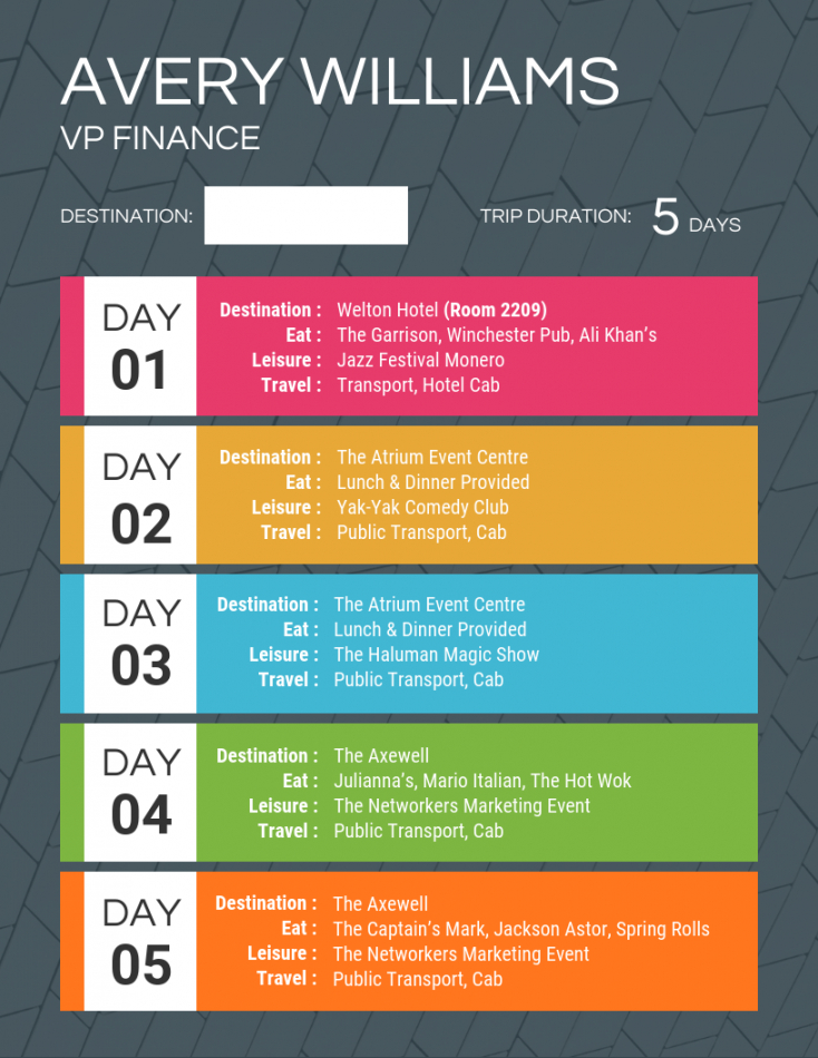 colorful itinerary template itinerary template for event doc