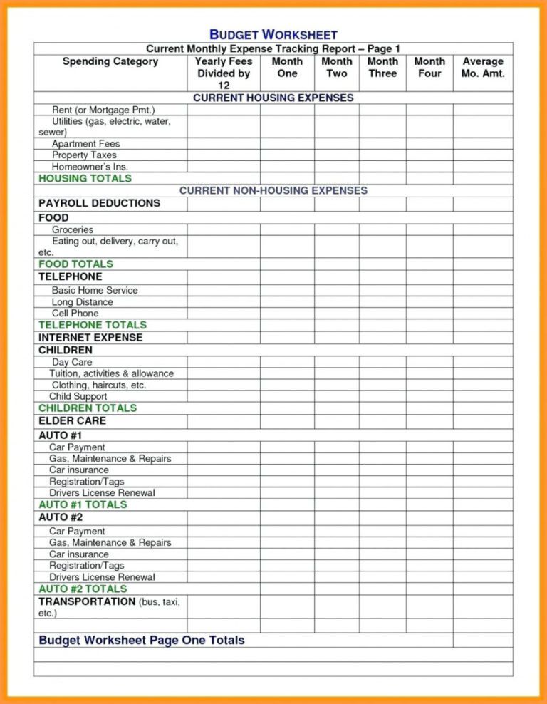 personal budget form