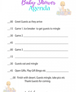 printable baby shower agenda a hostess secret weapon baby shower itinerary template example