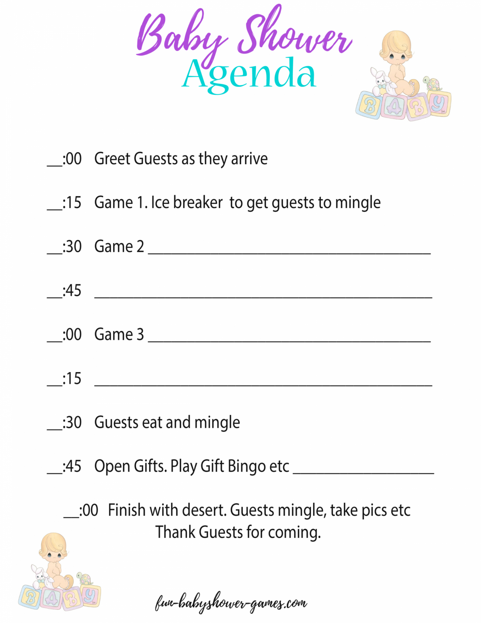 Printable Baby Shower Agenda A Hostess Secret Weapon Baby Shower 