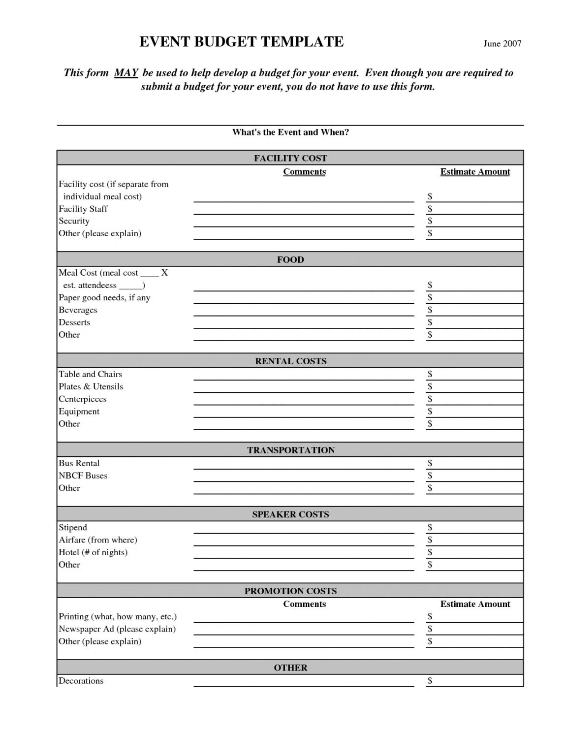 printable catering budget template  template creator catering business budget template pdf