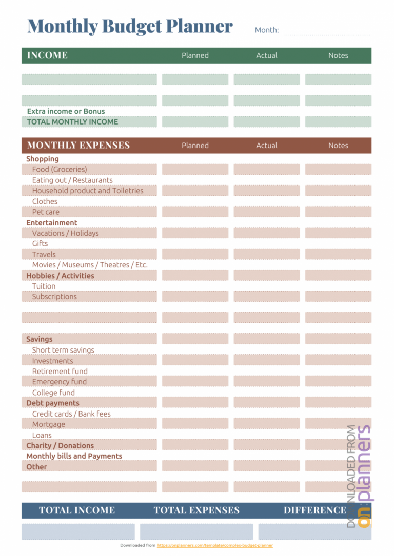 Restaurant Budget Spreadsheet Free Download Printable Clothing Line