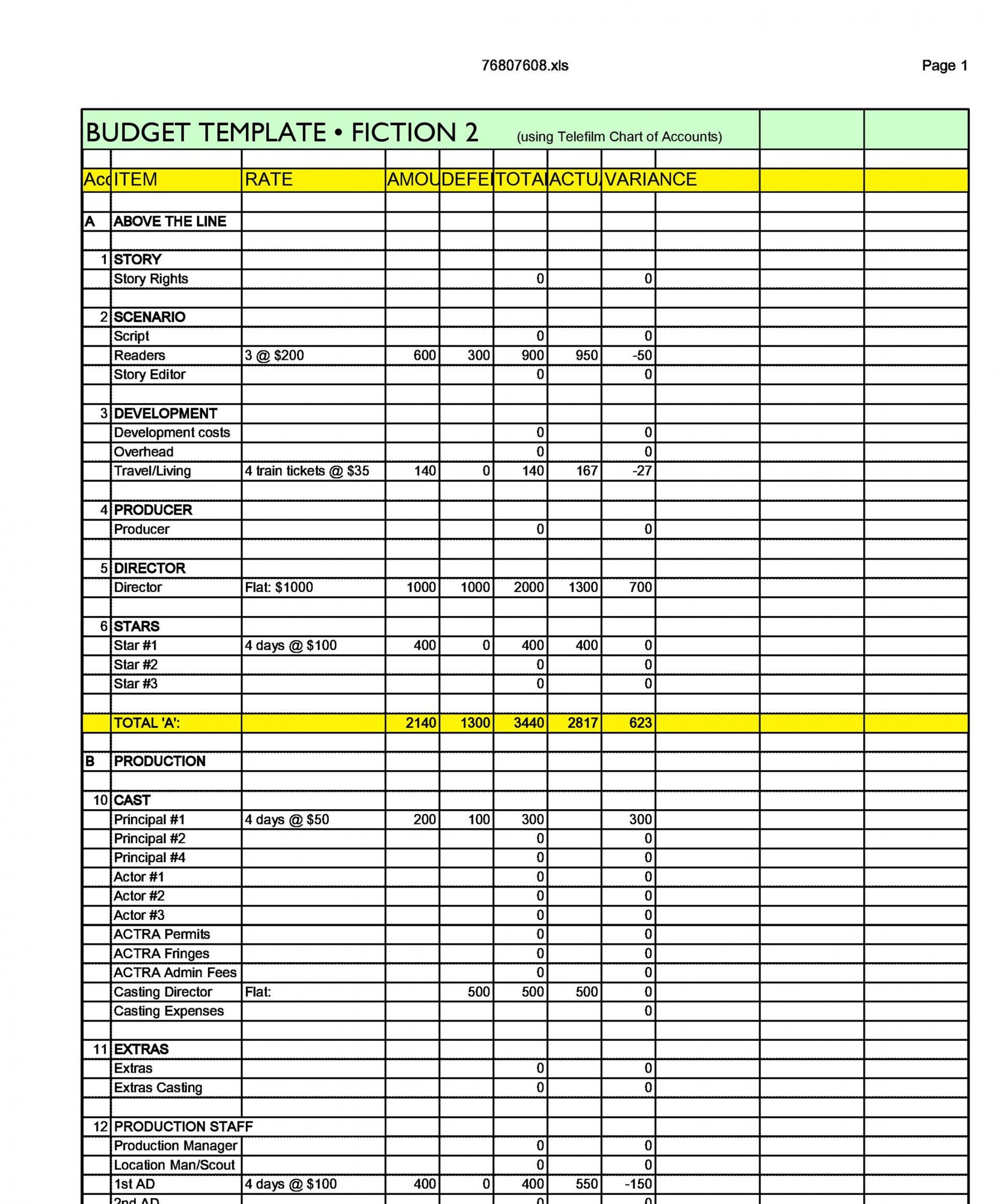 33 Free Film Budget Templates Excel Word ᐅ Templatelab ...