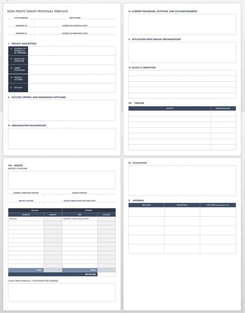 free grant proposal templates  smartsheet budget template for non profit organisation excel
