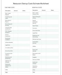 free restaurant startup budget excel checklist spreadsheets restaurant startup budget template word