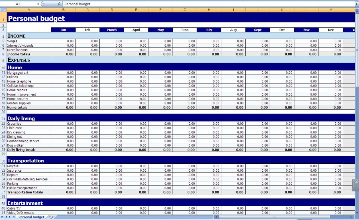 business budget excel sheet free download
