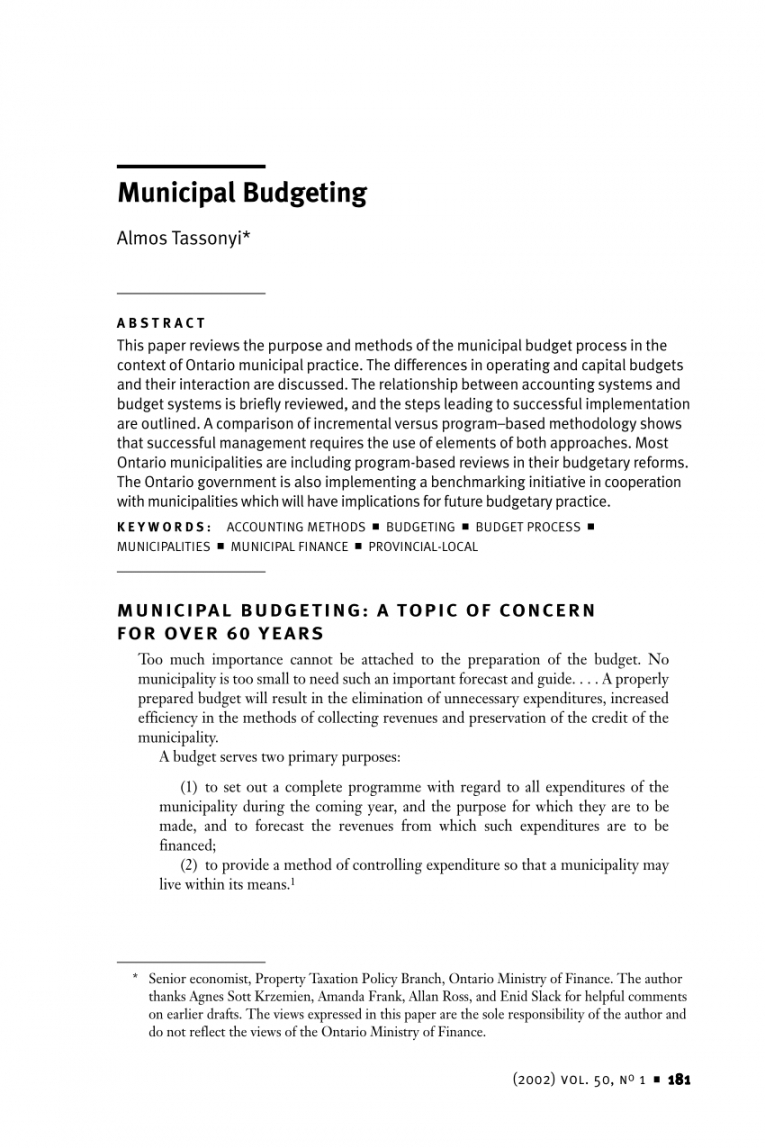 pdf municipal budgeting municipal budget template