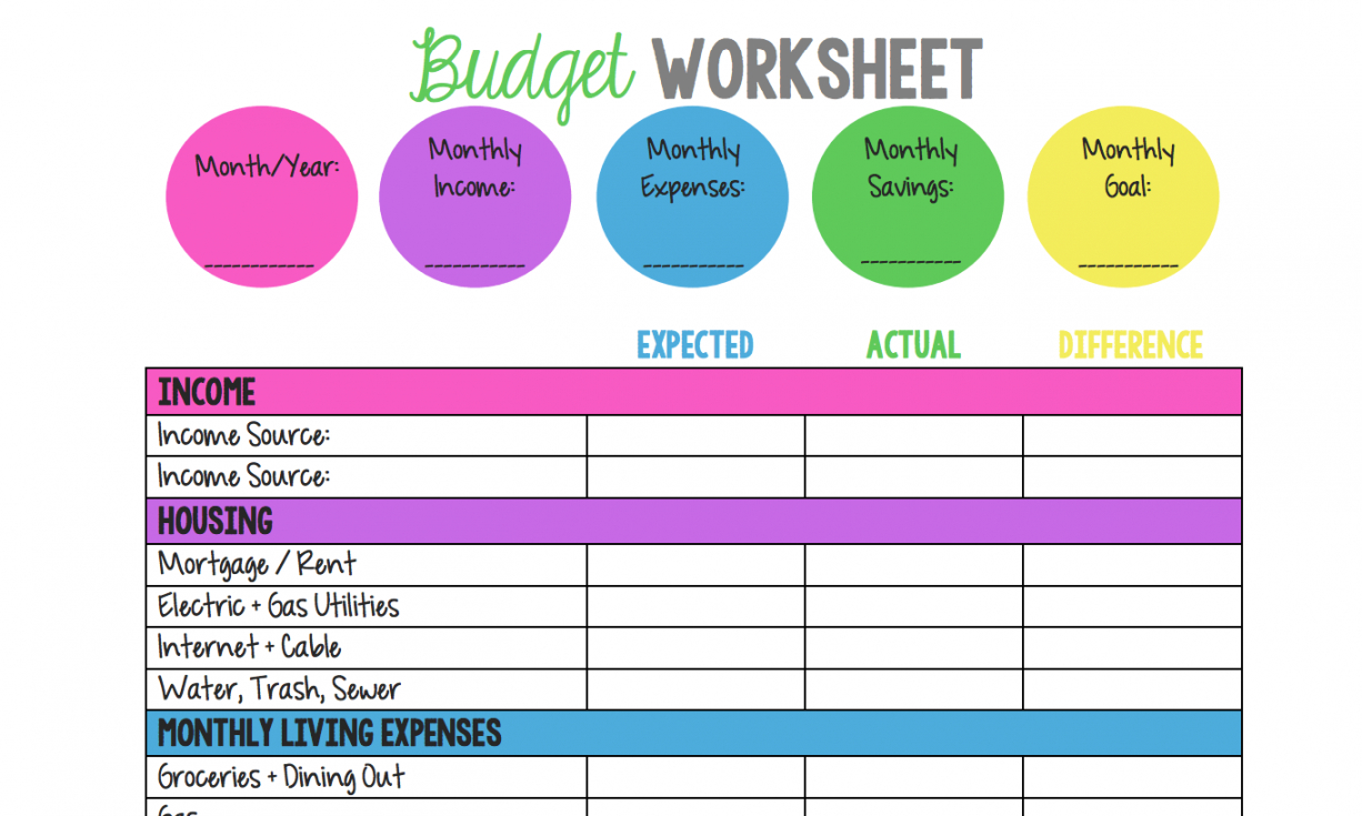 Easy Household Budget Template