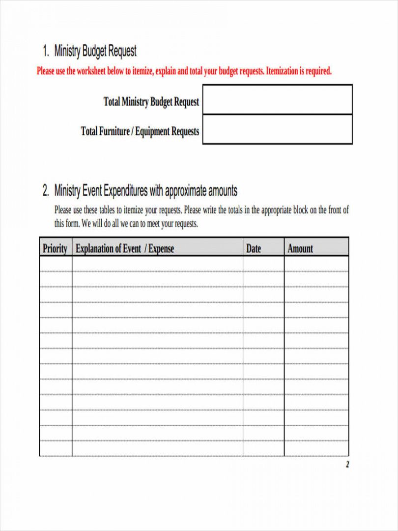 printable free 6 church budget forms in pdf  excel budget template for church ministry excel