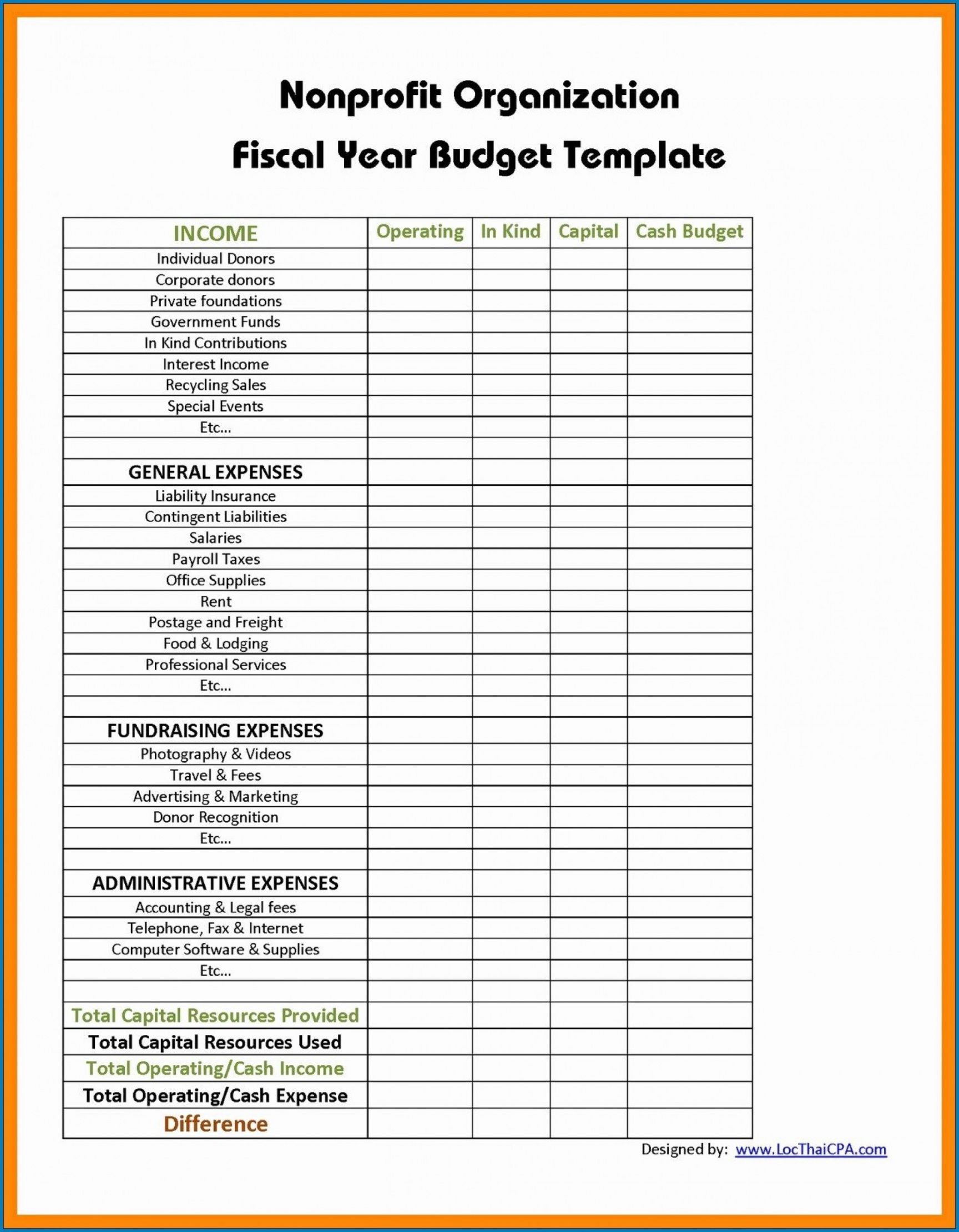 printable non profit budget template ~ addictionary nonprofit fundraising budget template excel