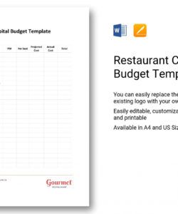 printable restaurant capital budget template in word apple pages restaurant construction budget template sample