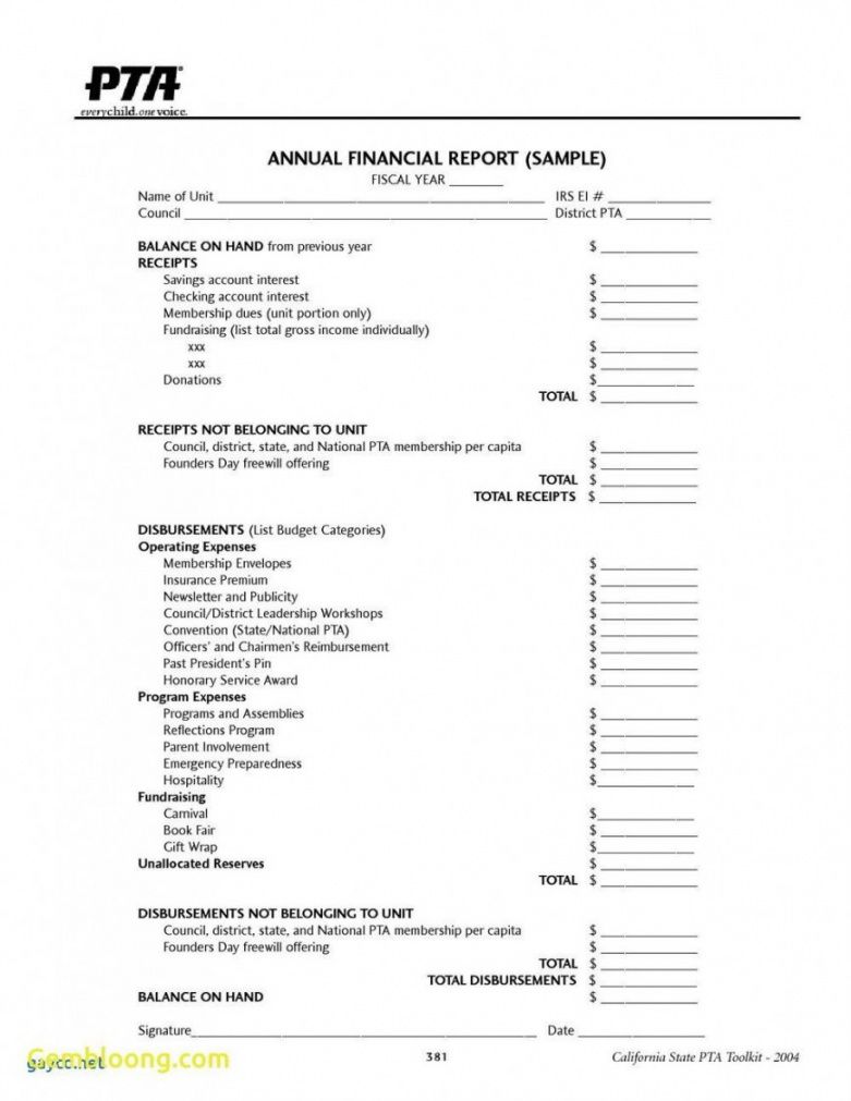 Printable Treasurer Report Template Non Profit Addictionary Budget