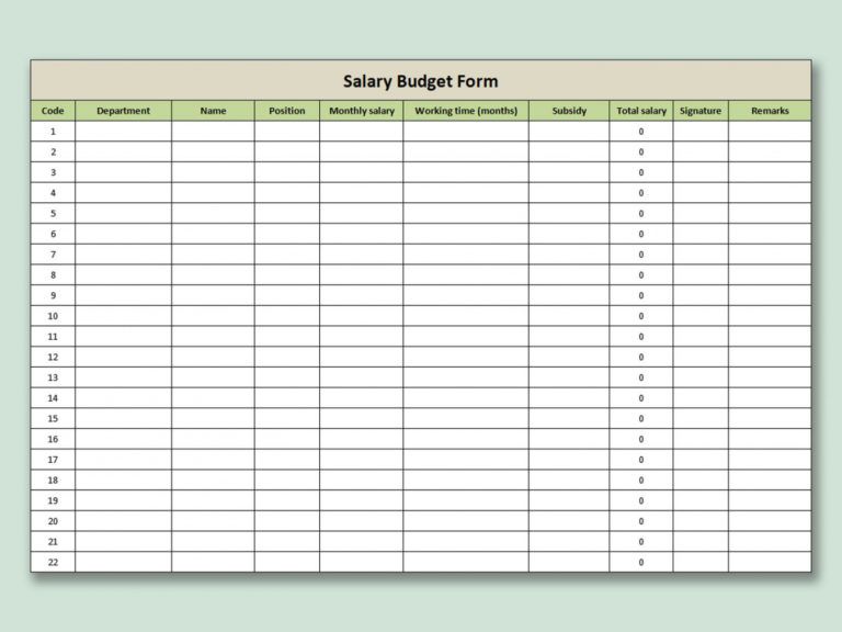 Printable Wps Template Free Download Writer Presentation Monthly Salary