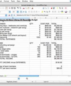 sample creating a spreadsheet to track a 5 song cd recording budget recording album budget template excel