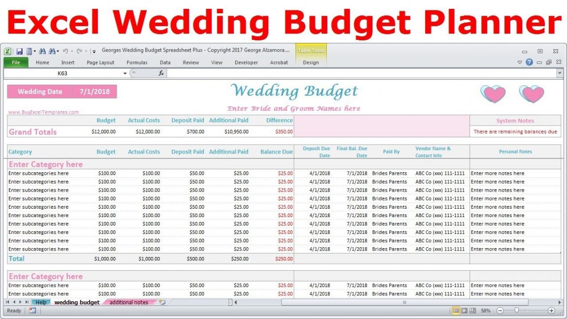 sample excel wedding budget spreadsheet  wedding expenses tracker  wedding cost  calculator marriage budget template doc