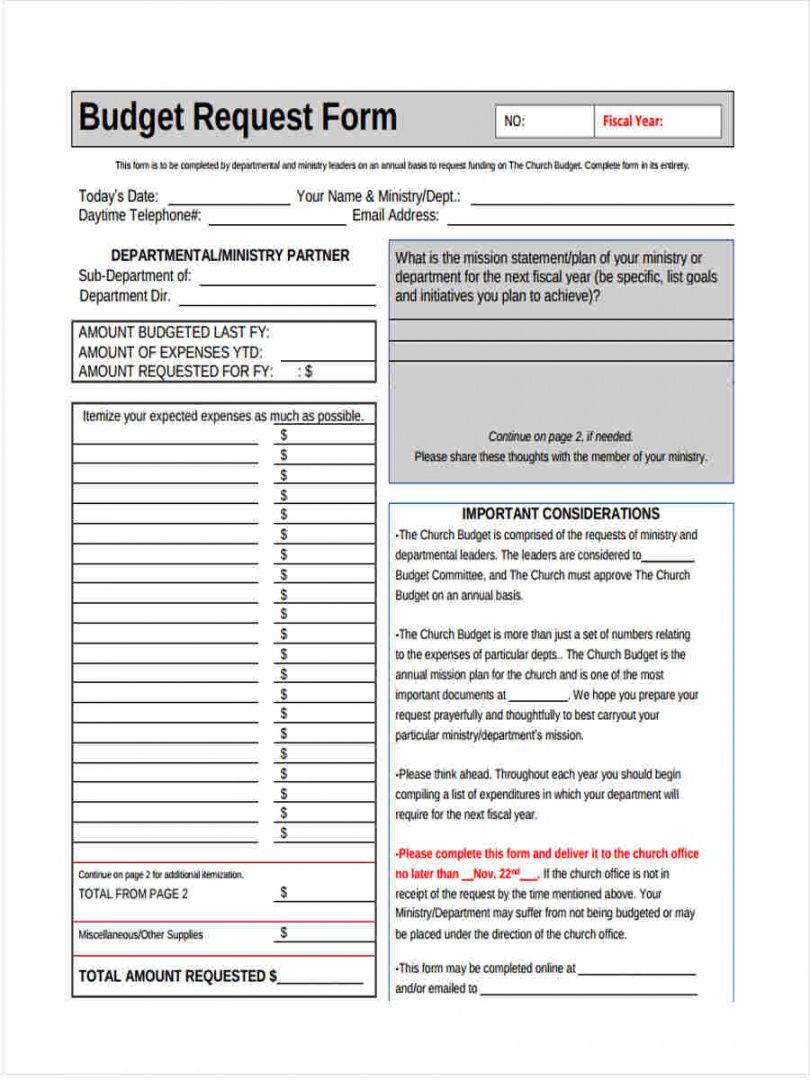 Sample Free 6 Church Budget Forms In Pdf Excel Volunteer ...