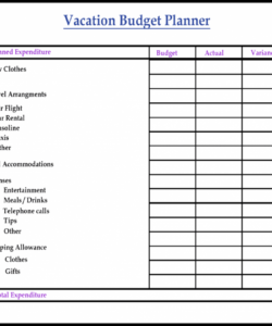 sample free sample printable budget planner template  pdf word vacation budget planner template