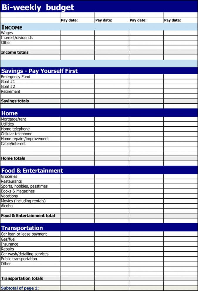 11 Free Biweekly Budget Templates Word Excel Bi Weekly Household Budget Template Doc Dremelmicro