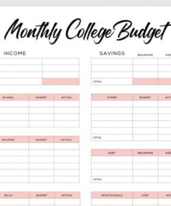 8 free printable budget templates to plan your spending budget for college students template word