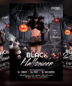 black halloween party free psd flyer template  psdflyer costume party flyer template