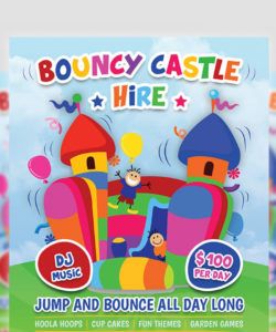 bouncy castle hire flyer template by owpictures on dribbble bounce house flyer template doc