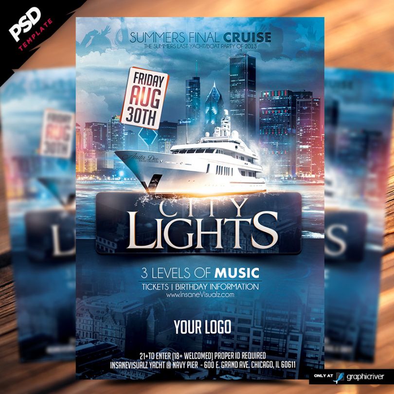 city lights boat party flyer  dope downloads boat cruise flyer template pdf