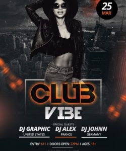 club vibe  free photoshop psd flyer template  psdflyer club promo flyer template and sample