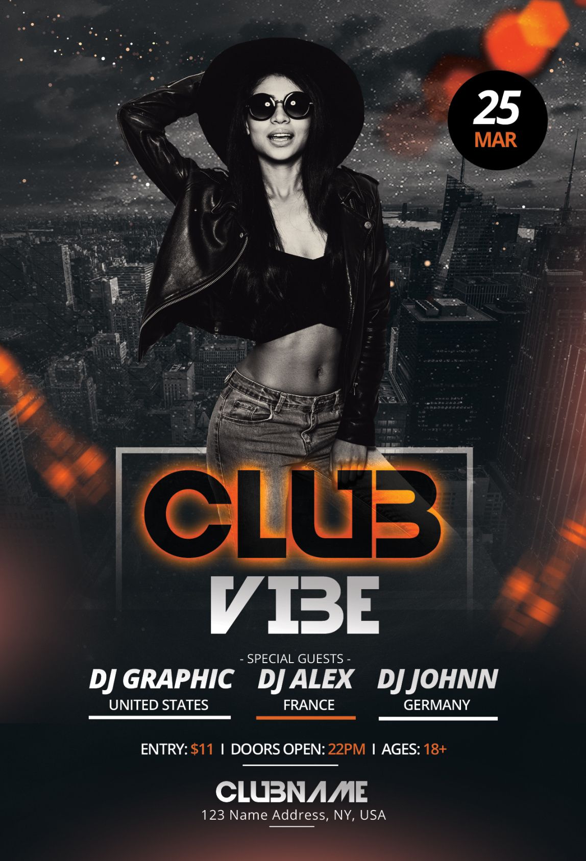 club vibe  free photoshop psd flyer template  psdflyer club promo flyer template and sample